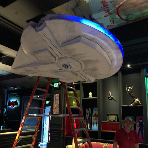 large millennium falcon prop with led tail